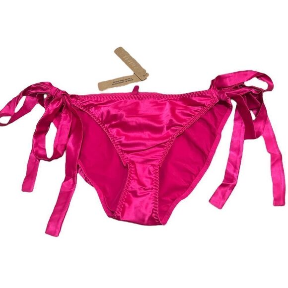 NWT SKIMS Woven Shine Tie Side Brief In Pink Raspberry Sexy Baby Doll Lingerie - Picture 7 of 9